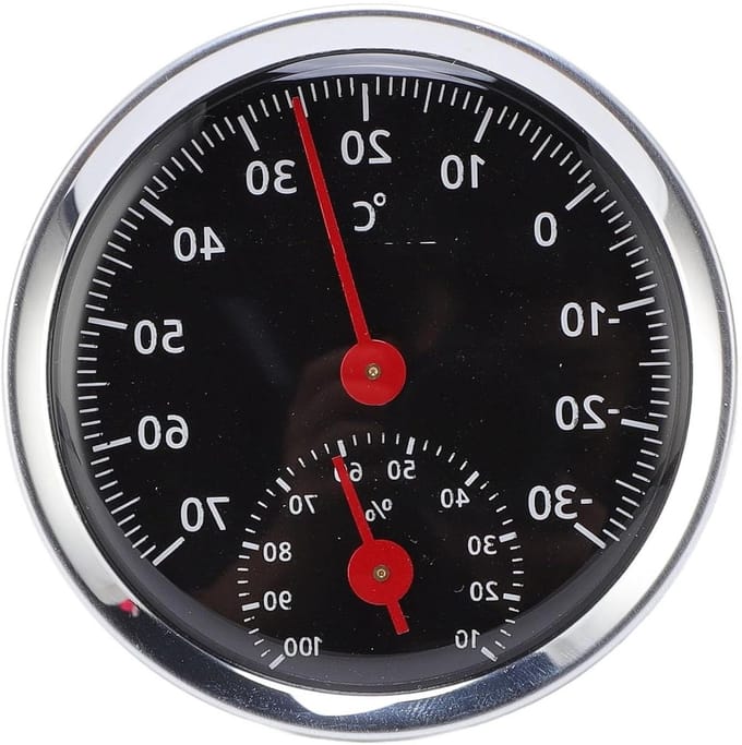 Thermometer Hygrometer - Temperatuur Vochtigheidsmeter - Klimaat Monitoren - Analoge 2-in-1 Meter - 9 cm Diameter - Zilver