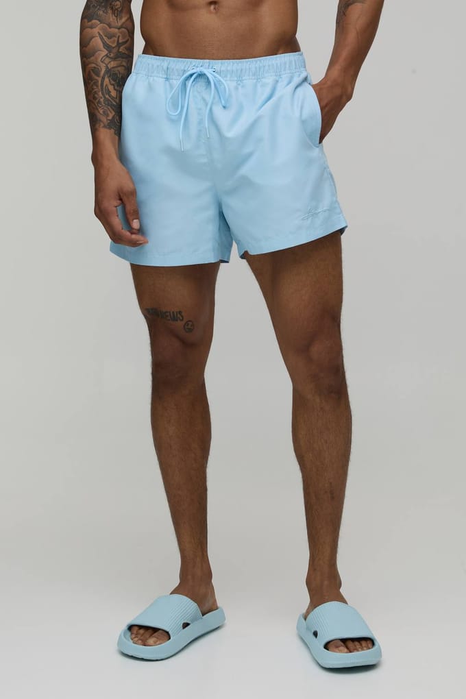 Short Length BM Autograph Swim Short | Light Blue | Size Medium