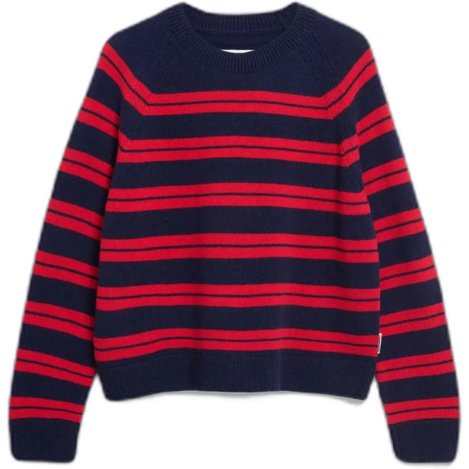 Loose fit gebreide trui van zuivere wol model 'LILIRIAA FINE STRIPES'