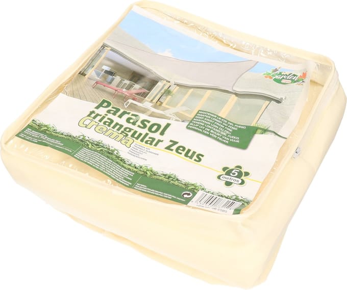 Schaduwdoek/zonnescherm driehoek creme waterafstotend - 5 x 5 meter - Terras/tuin zonwering