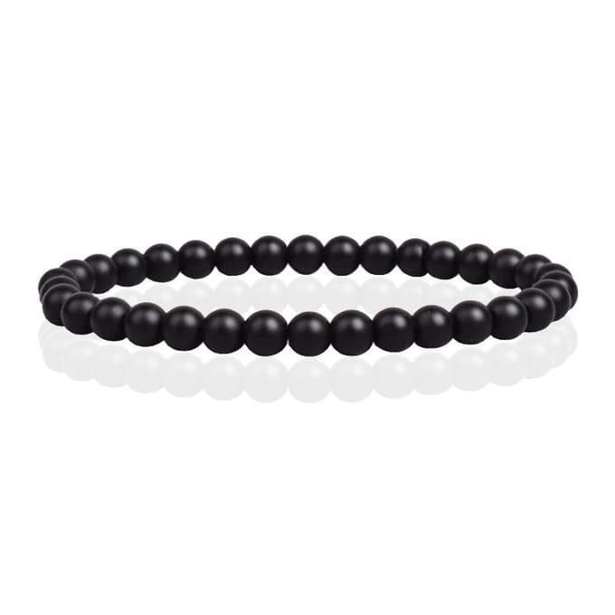 6mm Memphis Natuursteen Armband - Matte Onyx