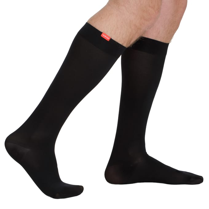 Brede M-wicking nylon 15-20 mmhg compressiesokken - Zwart