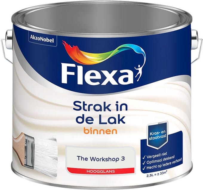 Flexa - Strak In De Lak Binnenlak Hoogglans - The Workshop 3 - Mengverf - 2,5 L