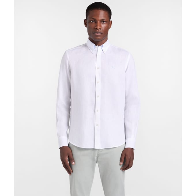 Pure linnen regular fit man wit shirt