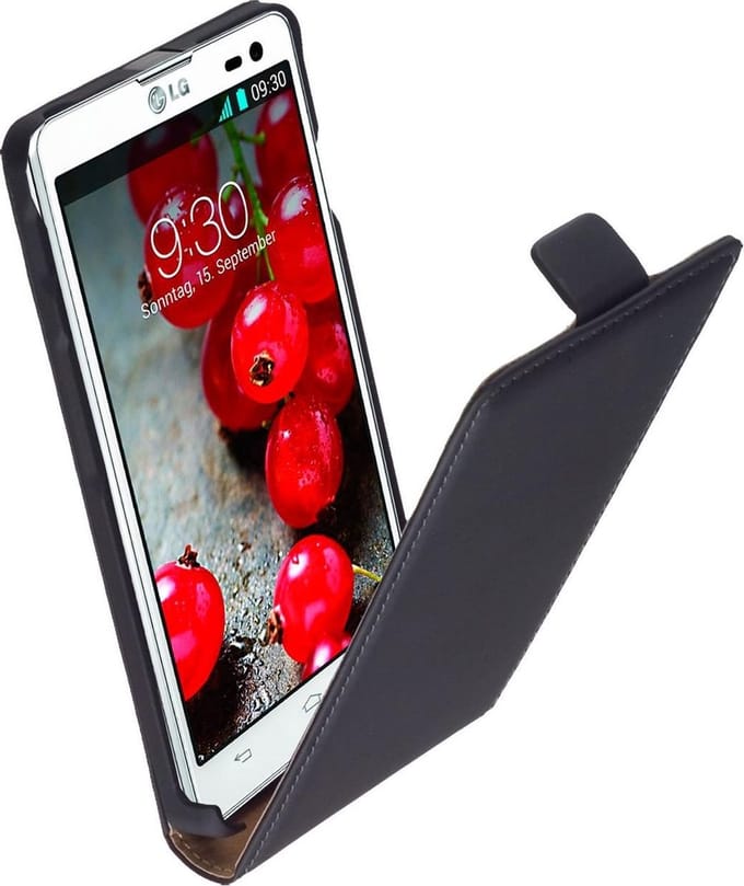 LELYCASE Flip Case Lederen Hoesje LG Optimus L9 2 Zwart