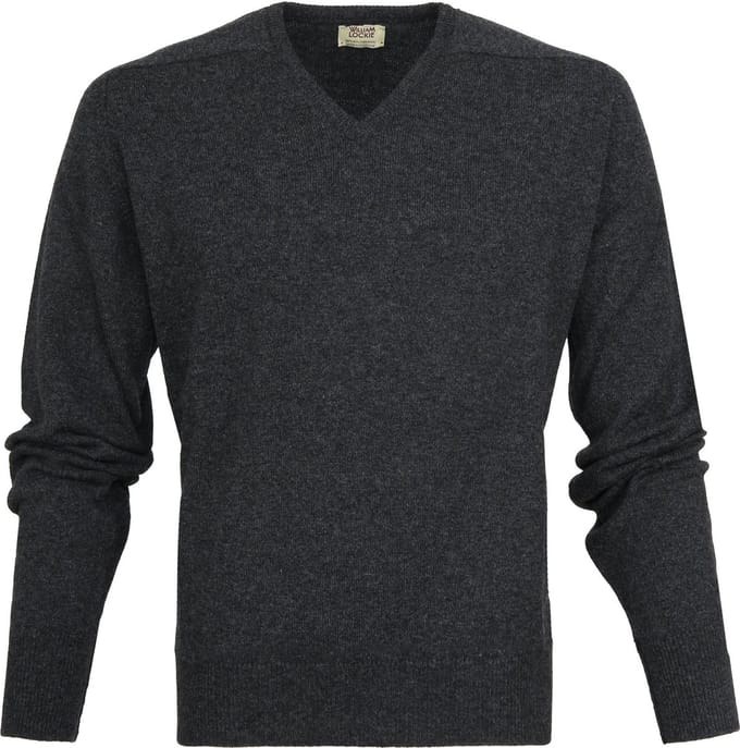 William Lockie Pullover Lamswol Antraciet V - Maat M - Heren - Pullovers
