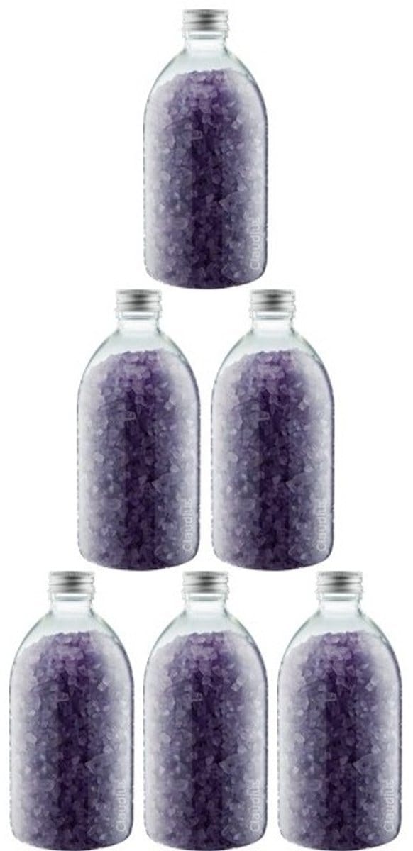 Splashbox Badzout Lavendel - 600 gram - Fles met aluminium dop - set van 6 stuks