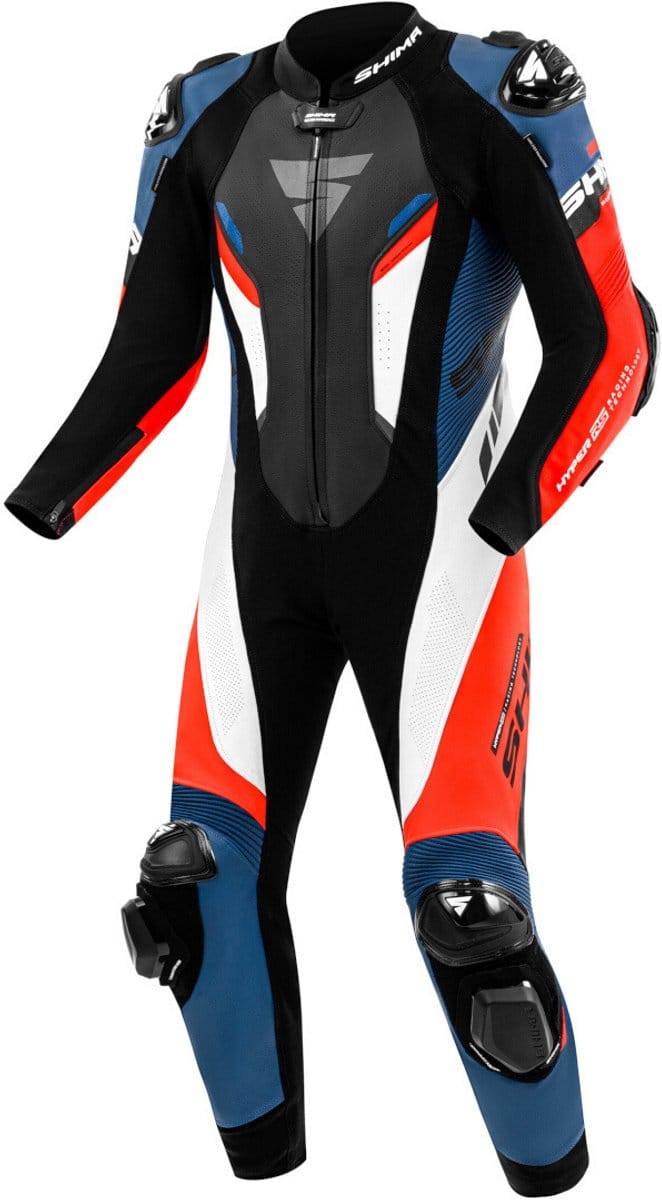 SHIMA Hyper RS Perforated Zwart Wit Rood Blauw 1-Delig Motorpak - Racepak