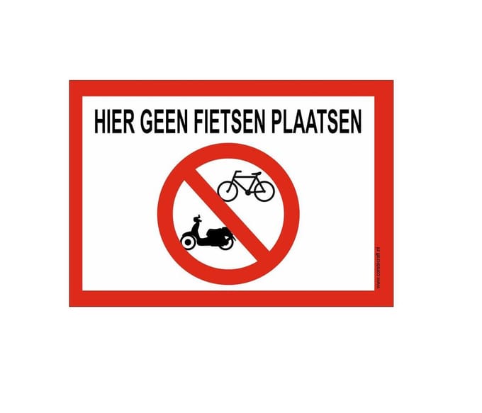 CombiCraft bord Hier geen fietsen plaatsen - 30x21 cm