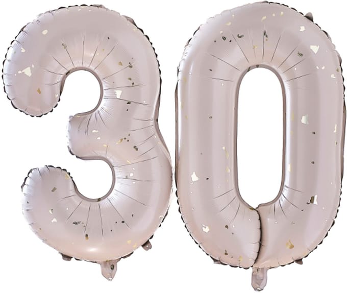 Ginger Ray - Folieballon cijfer 30 - nude en gold - 66 cm