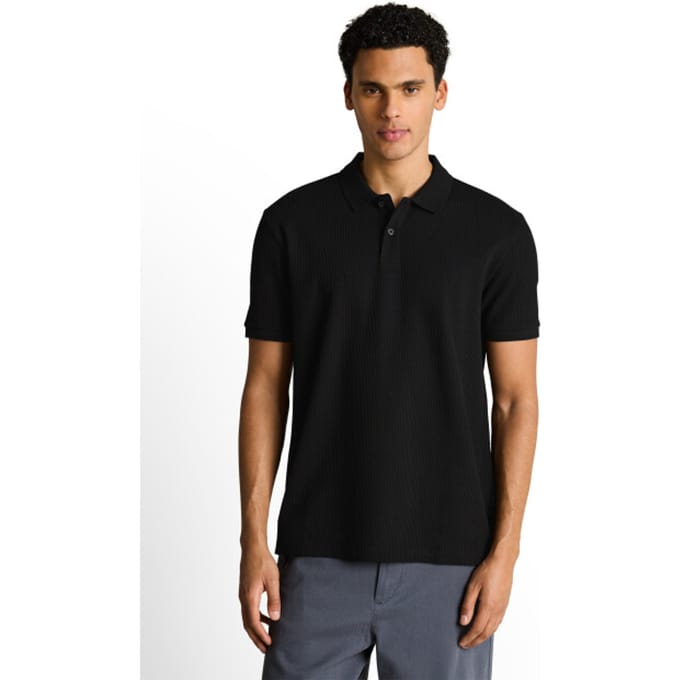 Tom Tailor Denim - Poloshirt met ribbelstructuur - Maat L - Black