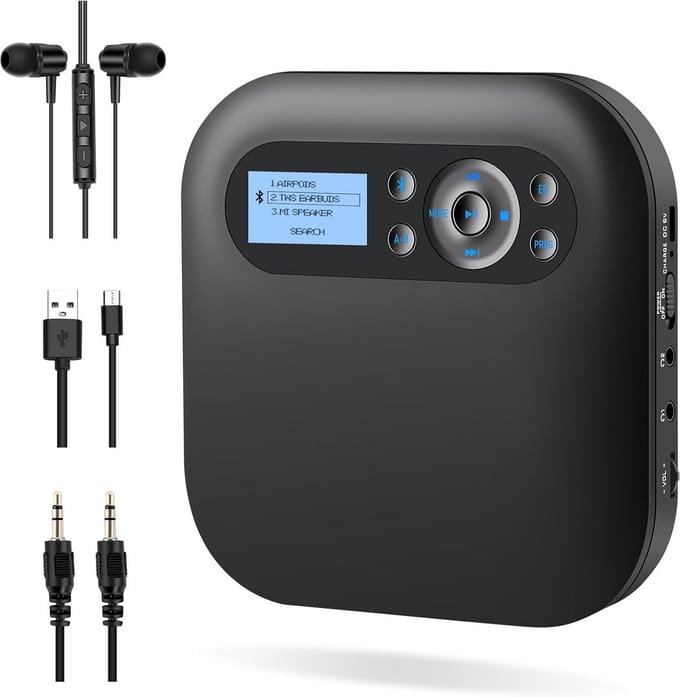 Draagbare Bluetooth CD Speler met Speakers en Oplaadbare Batterij