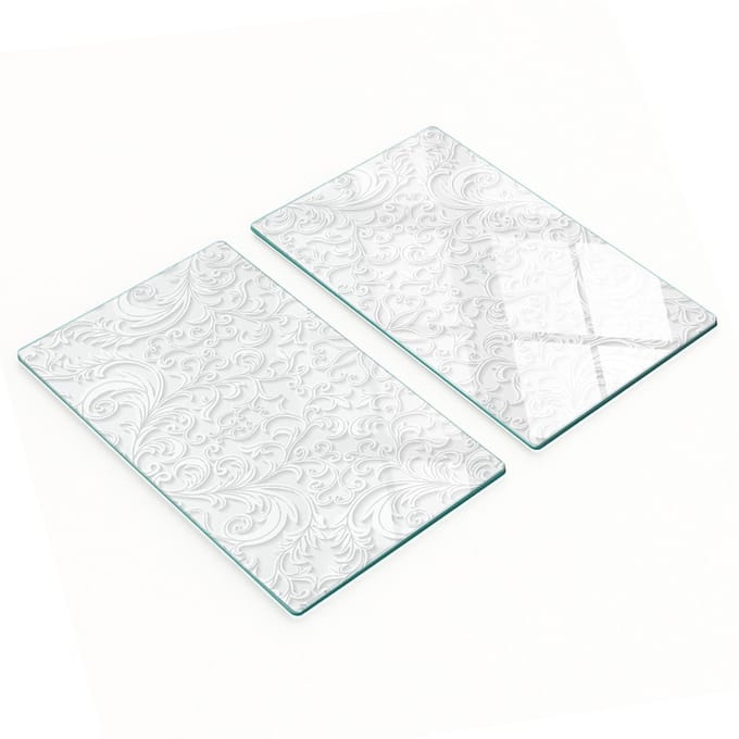 Set van snijplanken van gehard glas met decoratief patroon, 2x30x52 cm