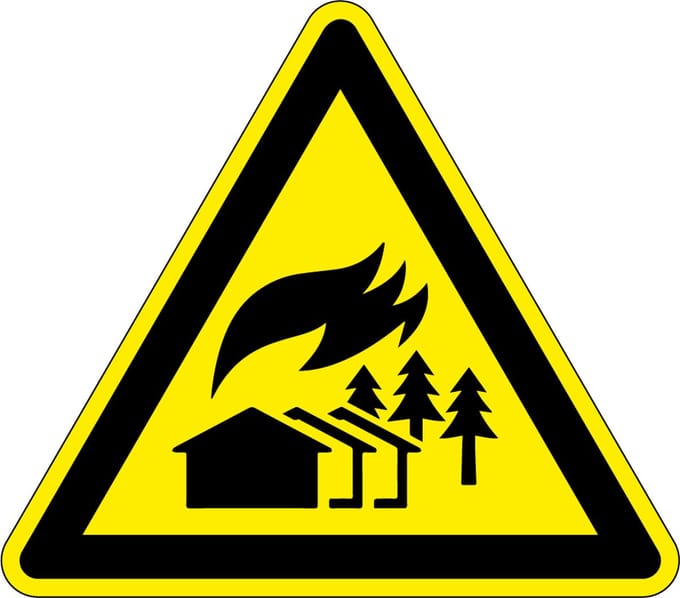 Waarschuwingssticker grootschalig brandgebied, W073 400 mm