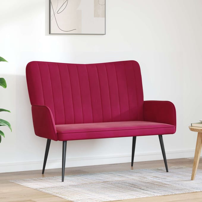 vidaXL - 2-Zits - Sofa - Wijnrood - 115 - x - 61 - x - 87 - cm - fluweel