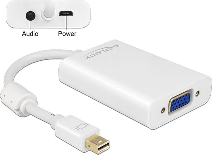 Premium Mini DisplayPort 1.1a naar VGA adapter + audio / wit - 0,15 meter