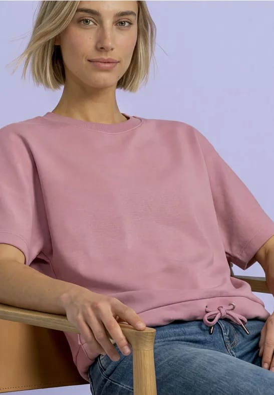 Shirt met ronde hals in Silk-Look