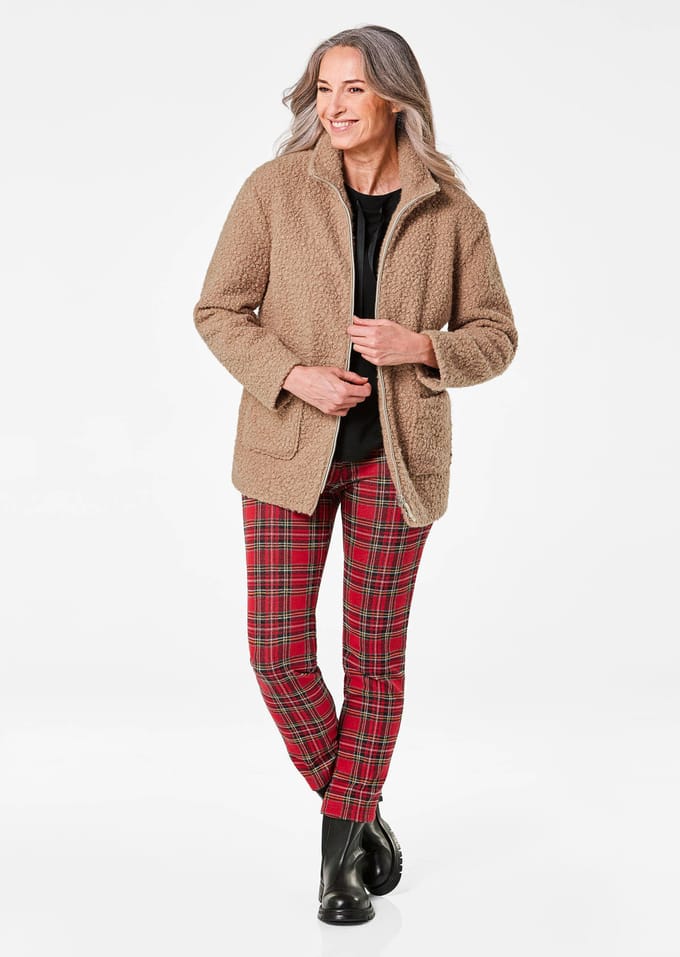 Teddyjas met opstaande kraag - camel - Gr. 20 van Goldner Fashion