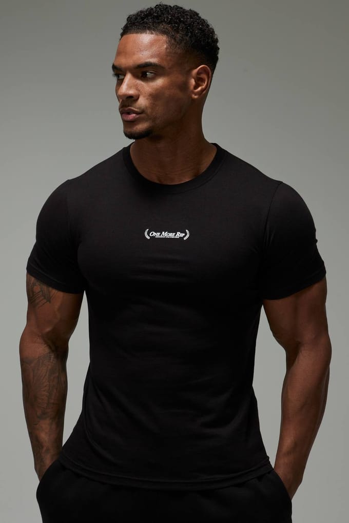 One More Rep Muscle Fit T-Shirt | Black | Size Medium