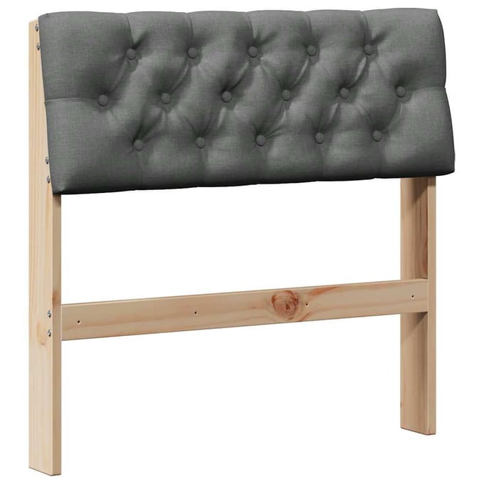 vidaXL Gestoffeerd hoofdbord Donkergrijs 75 cm Massief grenenhout