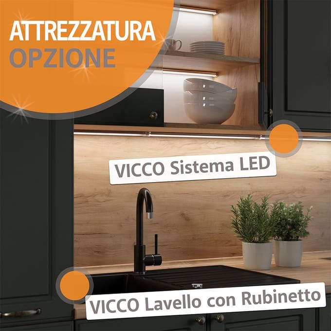 Vicco Fame-Line Complete keukeneenheid – 355 cm zonder werkblad Eik goud/wit