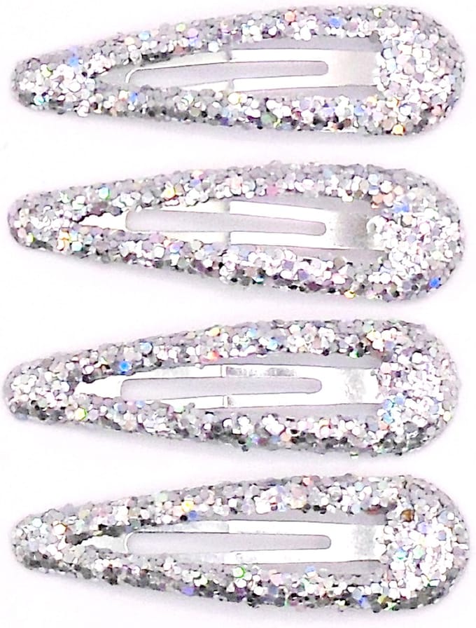 Klik-klak haarspeldjes zilver glitter