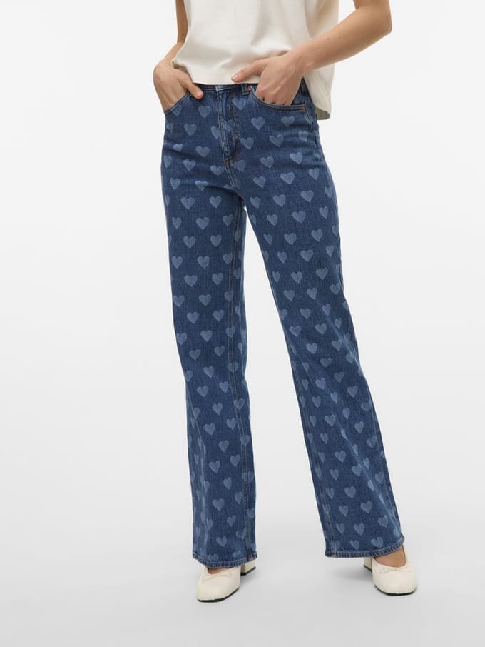 VERO MODA - VMTESSA HR WIDE JEANS PRINT GA - Dames - Jeans