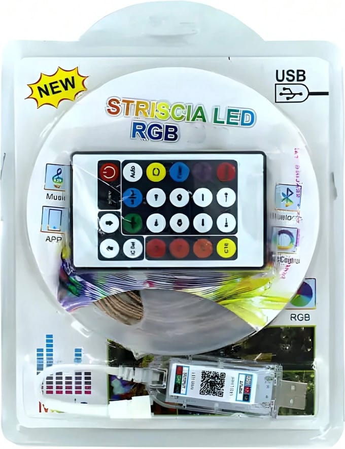 RGB Led Light Strip -Striscia - 16 Kleuren - 10 Meter USB en Bluetooth-verbinding inclusief App-bediening
