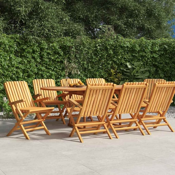 vidaXL - Opklapbare - stoelen, - 8 - stuks, - 61x67x90 - cm, - massief - teakhout