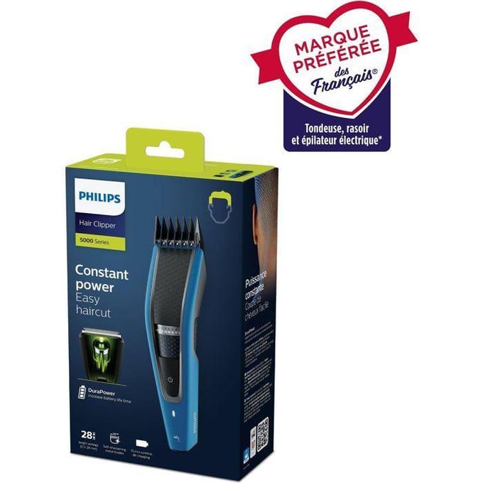 Philips Hairclipper series 5000 Tondeuse Afspoelbaar Zwart, Blauw