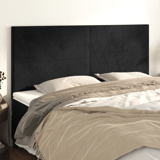 vidaXL - Hoofdbord - zwart - 200x5x118/128 - cm - fluweel