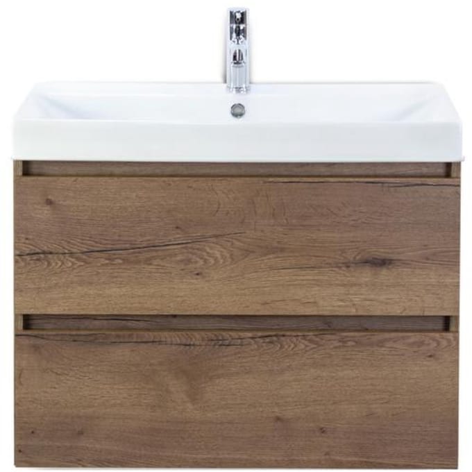 Maxx XL Badmeubelset 80 cm - Tabacco - Wastafel Just 1 Kraangat