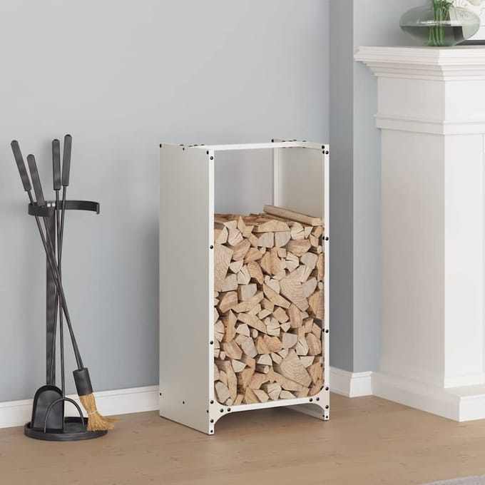 vidaXL - Brandhoutrek - 40x30x80 - cm - koudgewalst - staal - wit