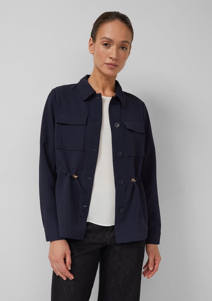 regular fit lange blazer met borstpattentaschen