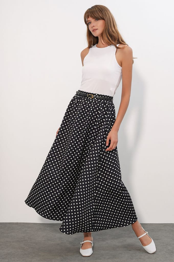 Hoge Taille Polka Dot Maxi Rok