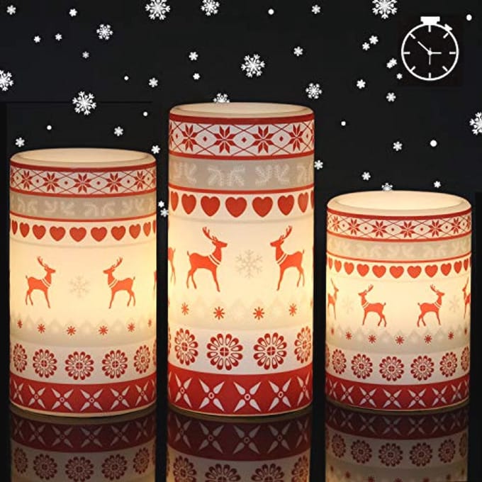 Vlamloze Flikkerende Led-kaarsen met Timer - Warm Licht Decoratie (Pack van 3)