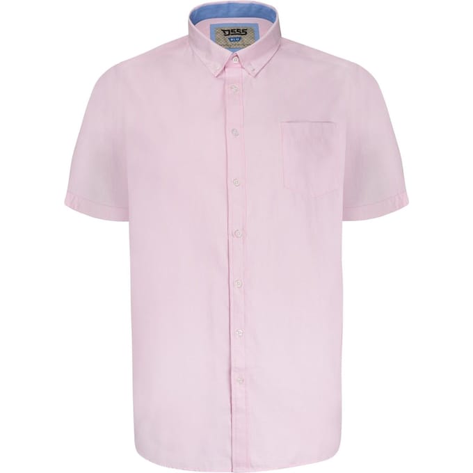 Duke Heren D555 James Oxford Kingsize Kortemouw Overhemd 4XL roze