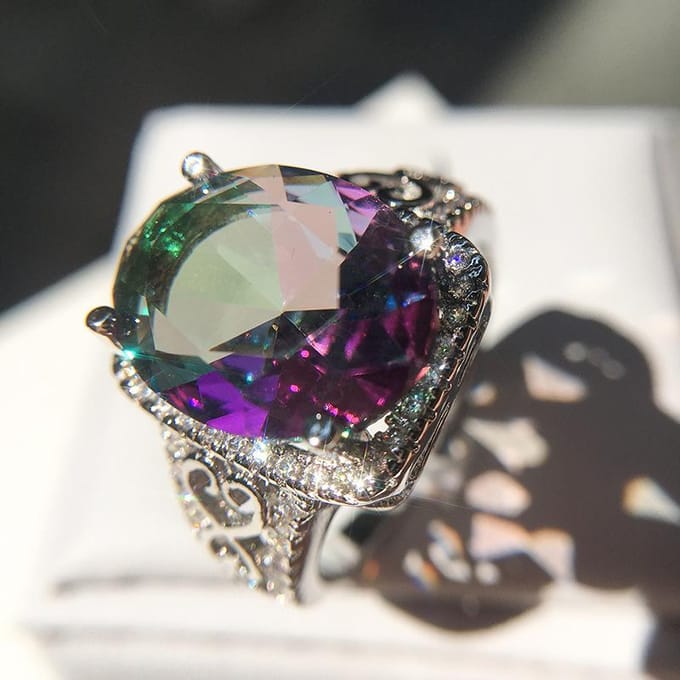 Ring Classic Creatief High-end Multicolor Zirkonia Set Diamant Messing Ring Boutique No. 10 gray