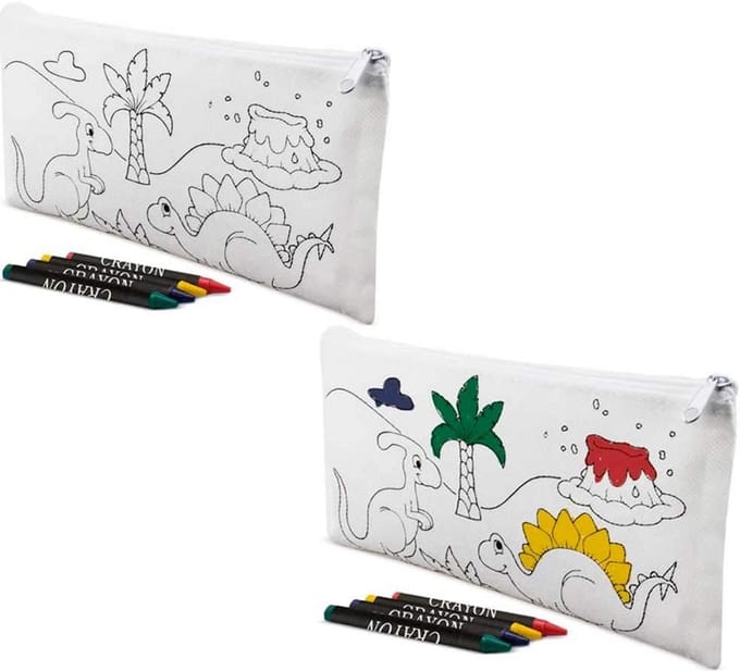 Kinder etui - Kleur etui - Creatief bezig zijn - Inclusief kleurmiddelen - 24x2x11 cm - Wit