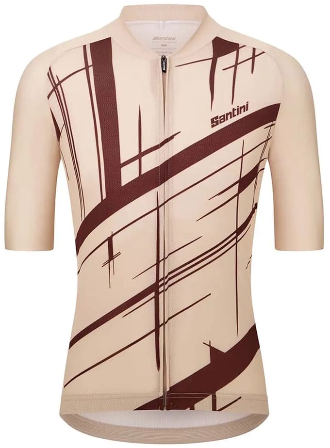 Santini Sketch Korte Mouw Wielertrui Beige L Man