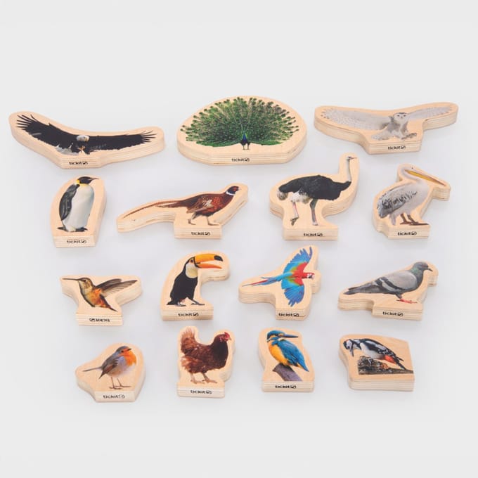 TickiT houten vogel blokken educatief speelgoed FSC hout.