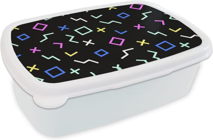 Broodtrommel Wit - Lunchbox - Brooddoos - Game Console - Vector - Abstract - 18x12x6 cm - Volwassenen