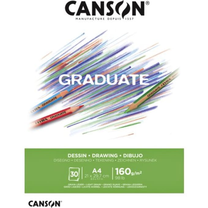 Tekenpapier canson graduate drawing 30vel 160gr a4 Helderwit