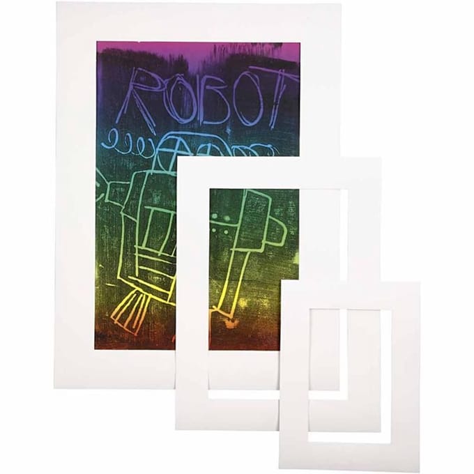 Passepartout lijsten, dikte 0,4 mm, wit, 75 assorti