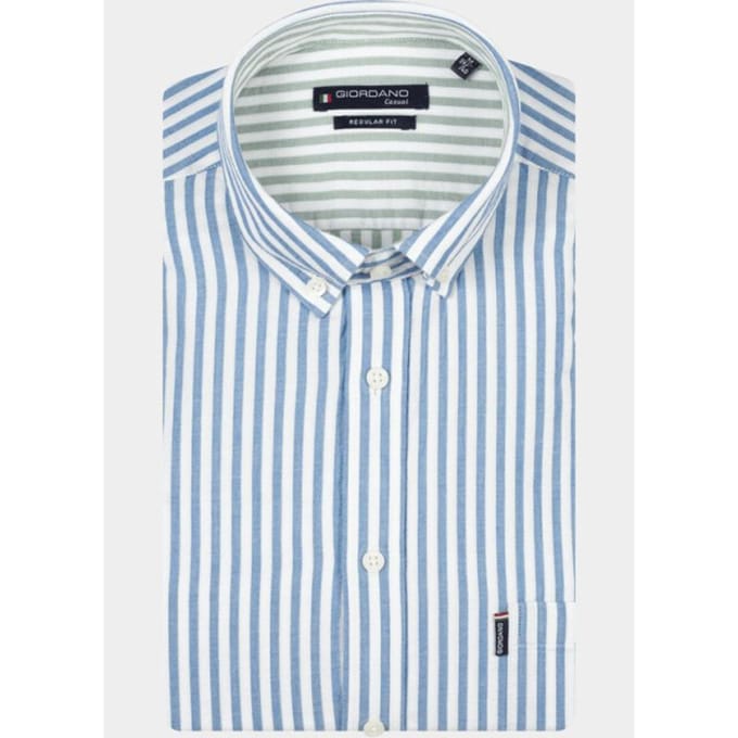 Giordano Overhemd heren Blauw Dino Long Sleeve Button Down 617130/62