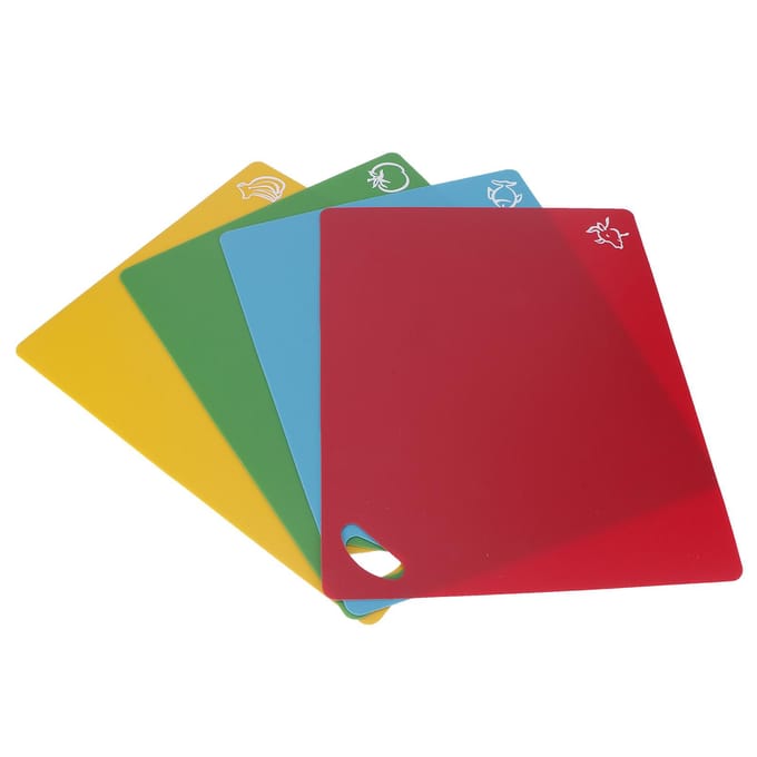4 stuks PP Flexibele Keuken Snijplank Antislip Snijplank voor Groente Vlees 1.2mm blue