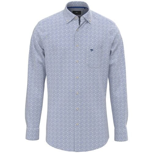 Fynch-Hatton Overhemd Mini Flower Mix Button-Down Strong Blue / male