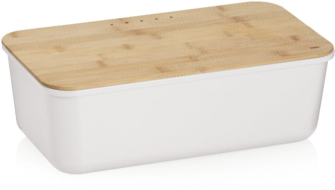 Kela - Apart Broodtrommel met Deksel als Snijplank - Wit - Bamboe