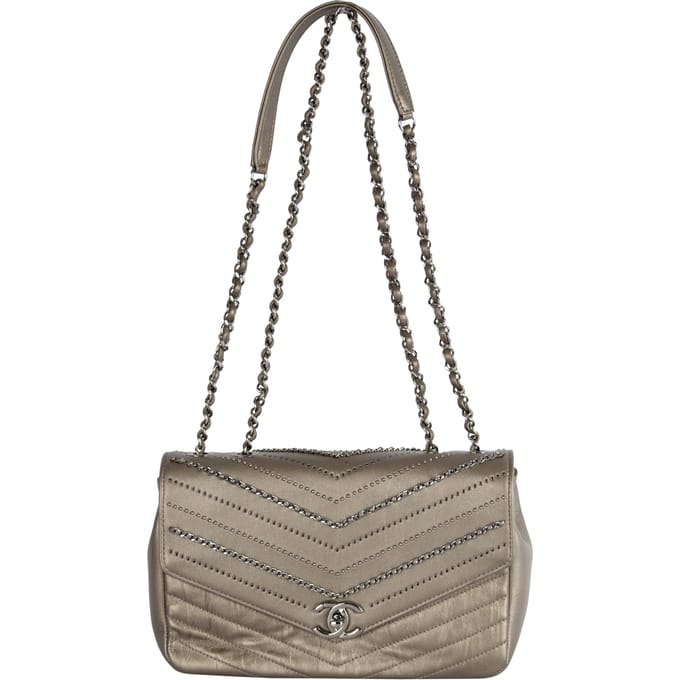 Chanel Versierde 'Chain Sequins' Chevron Flap Bag - '10s
