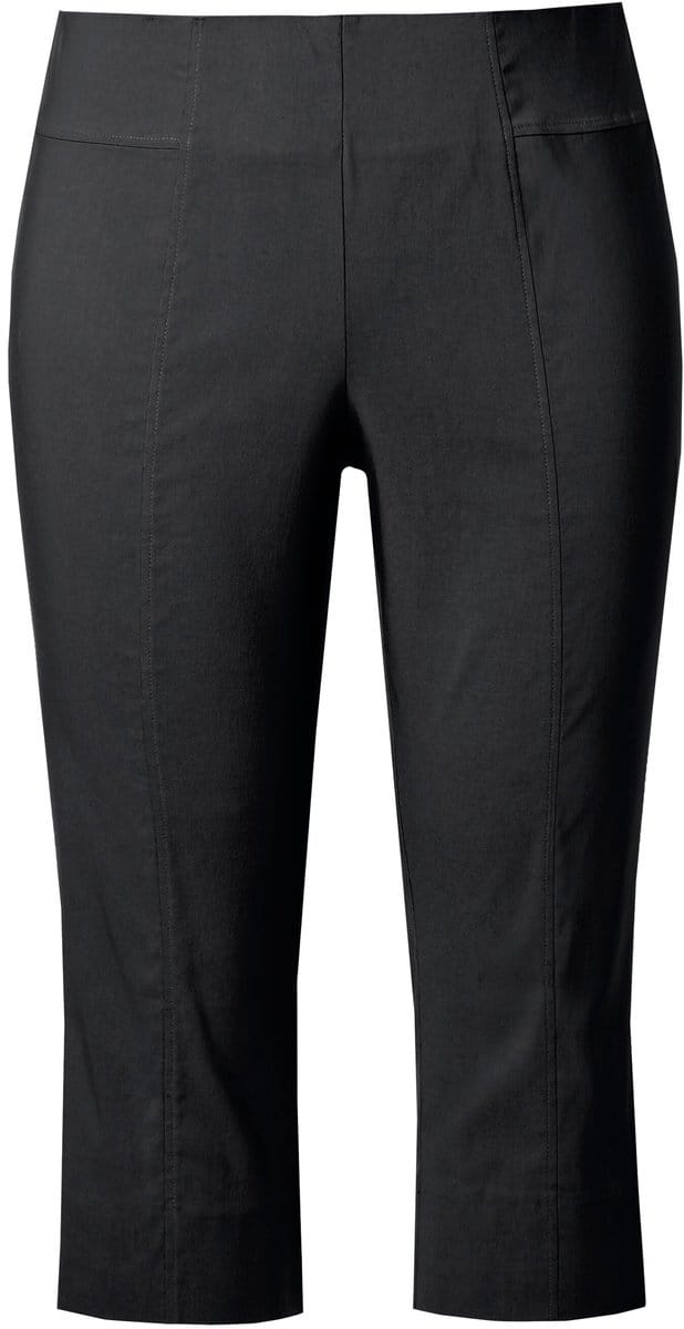Ulla Popken - Dames - Bengaline capri zeer elastisch kreukvrij - Zwart - Maat 48